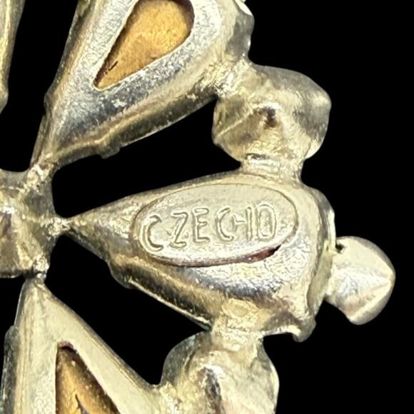 Vintage Czecho Ice Blue Clear Rhinestone Silver Tone Star Snowflake Brooch Pin - Picture 4 of 5